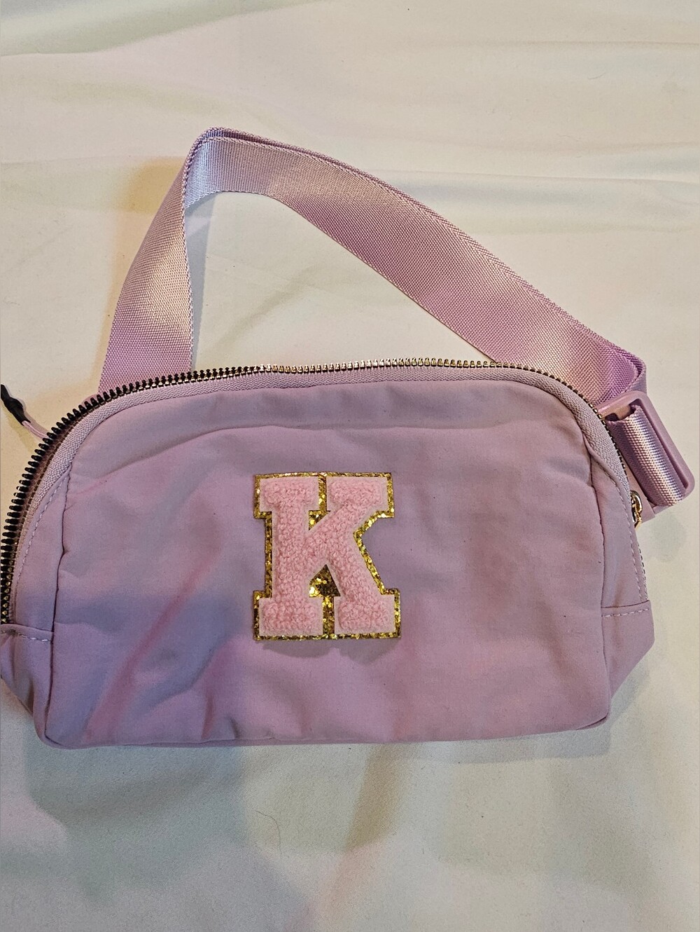 Initial- Letter K - Kids Fanny Pack Belt Bag- Lilac Purple